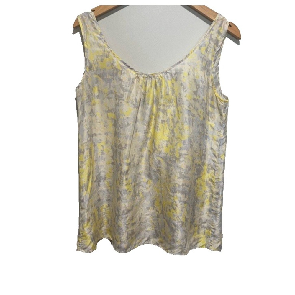 CAbi Women's Yellow and Gray‎ Relaxed Silk Sleeveless Tank Top Size S